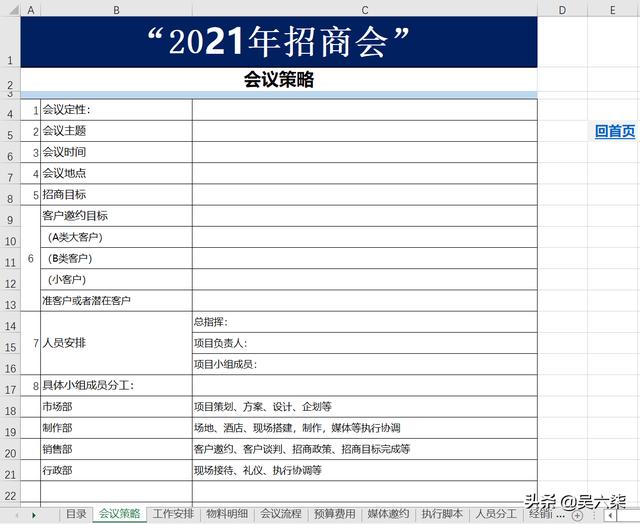 招商會(huì)全套執(zhí)行表格流程和工作進(jìn)度管理，共計(jì)12套表格供大家參考